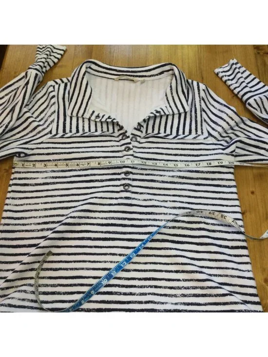 Soft Surroundings Striped Pullover Tunic Top Size M Navy White Nautical Preppy - Picture 6 of 7